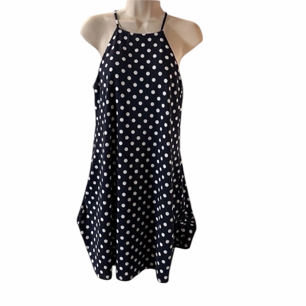 Mine Britton Strappy Blue Polka Dot Dress with Pockets Small